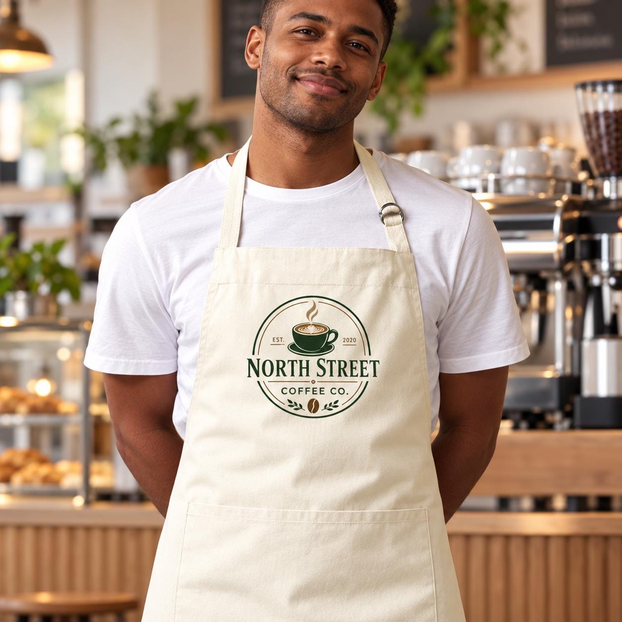 Personalised Barista Apron with Business Logo Personalised Barista Apron with Business Logo
