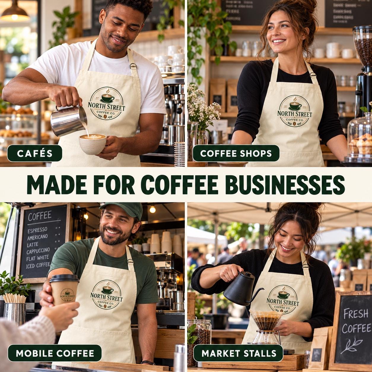 Personalised Barista Apron with Business Logo Personalised Barista Apron with Business Logo