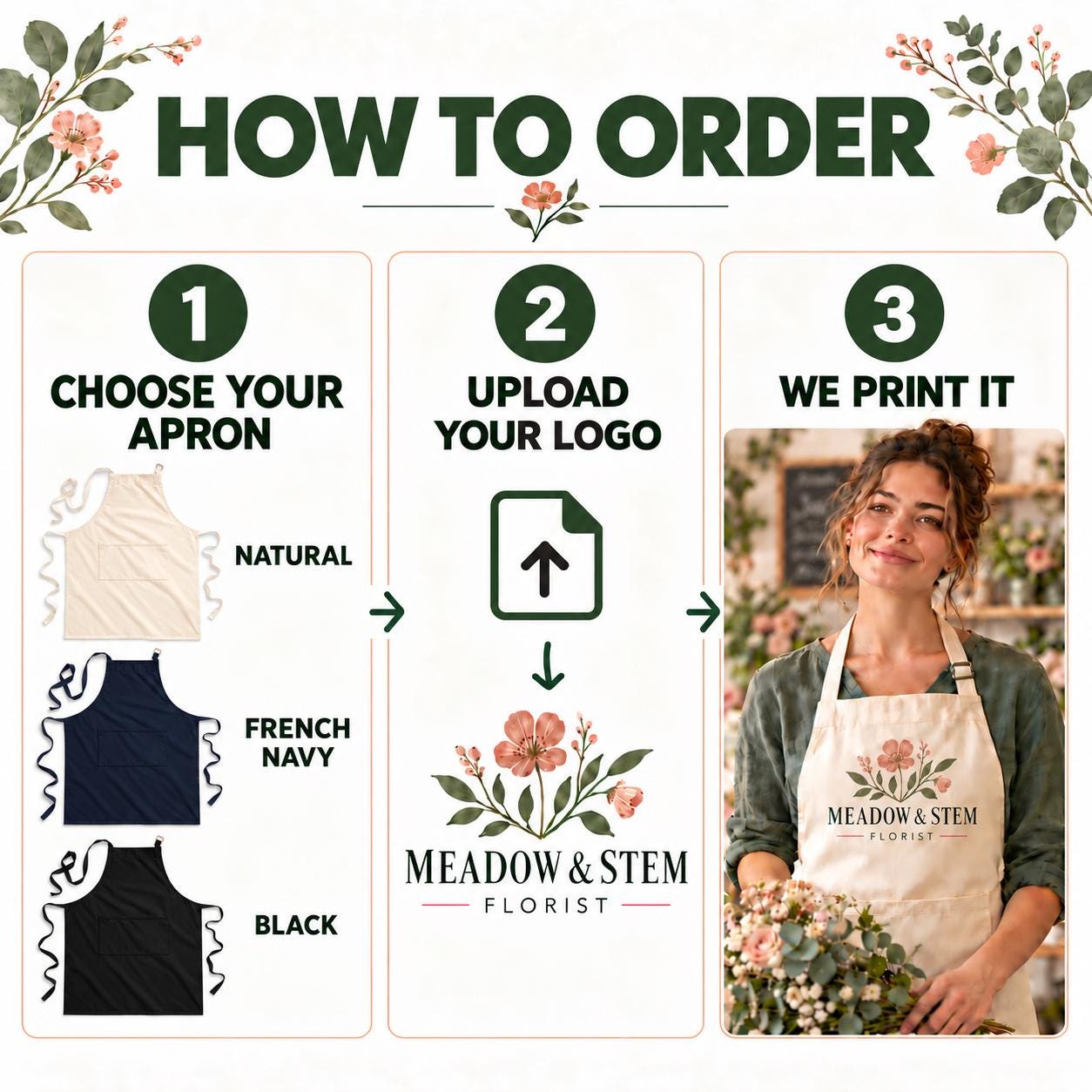 Personalised Florist Apron with Business Logo Personalised Florist Apron with Business Logo