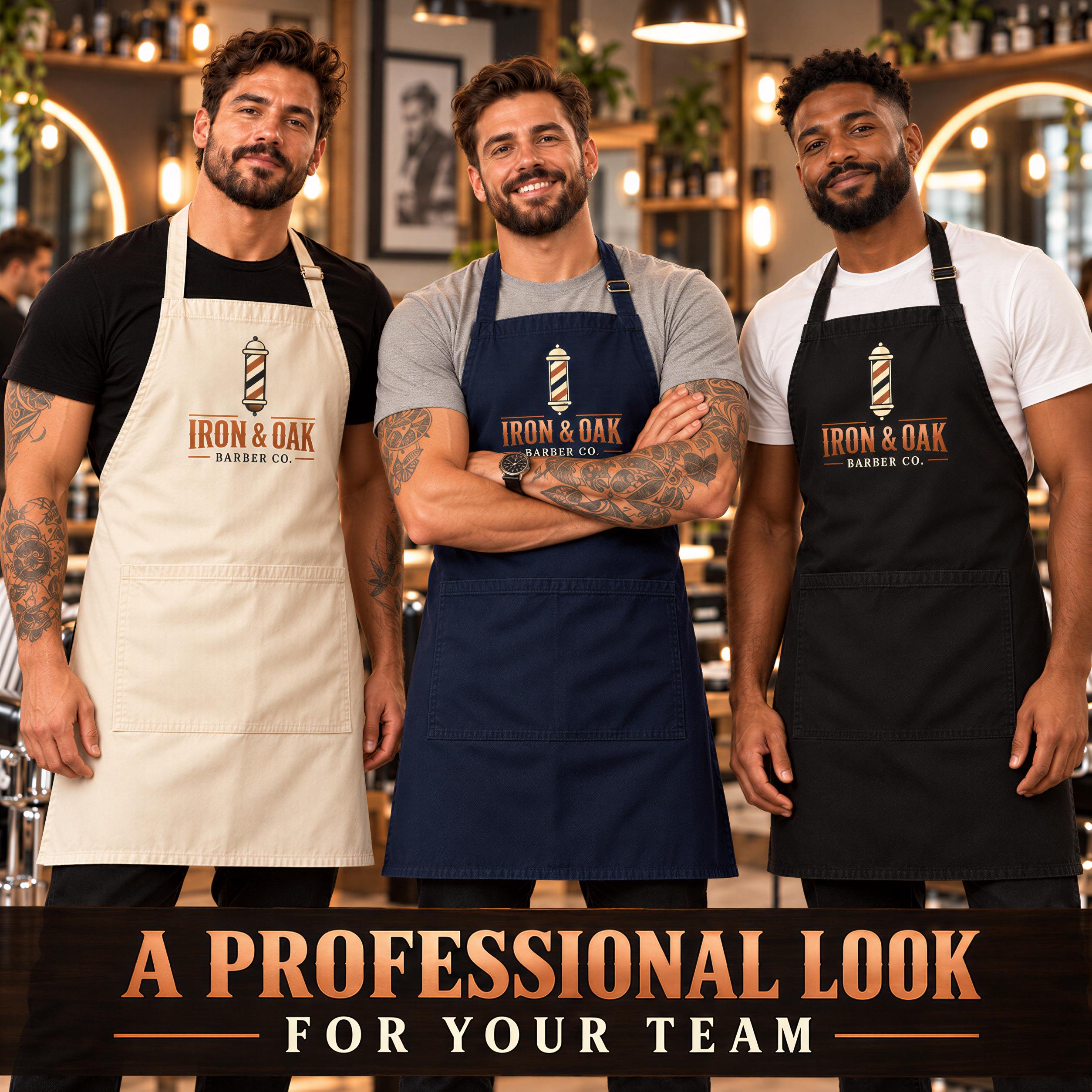 Personalised Barber Apron with Business Logo Personalised Barber Apron with Business Logo