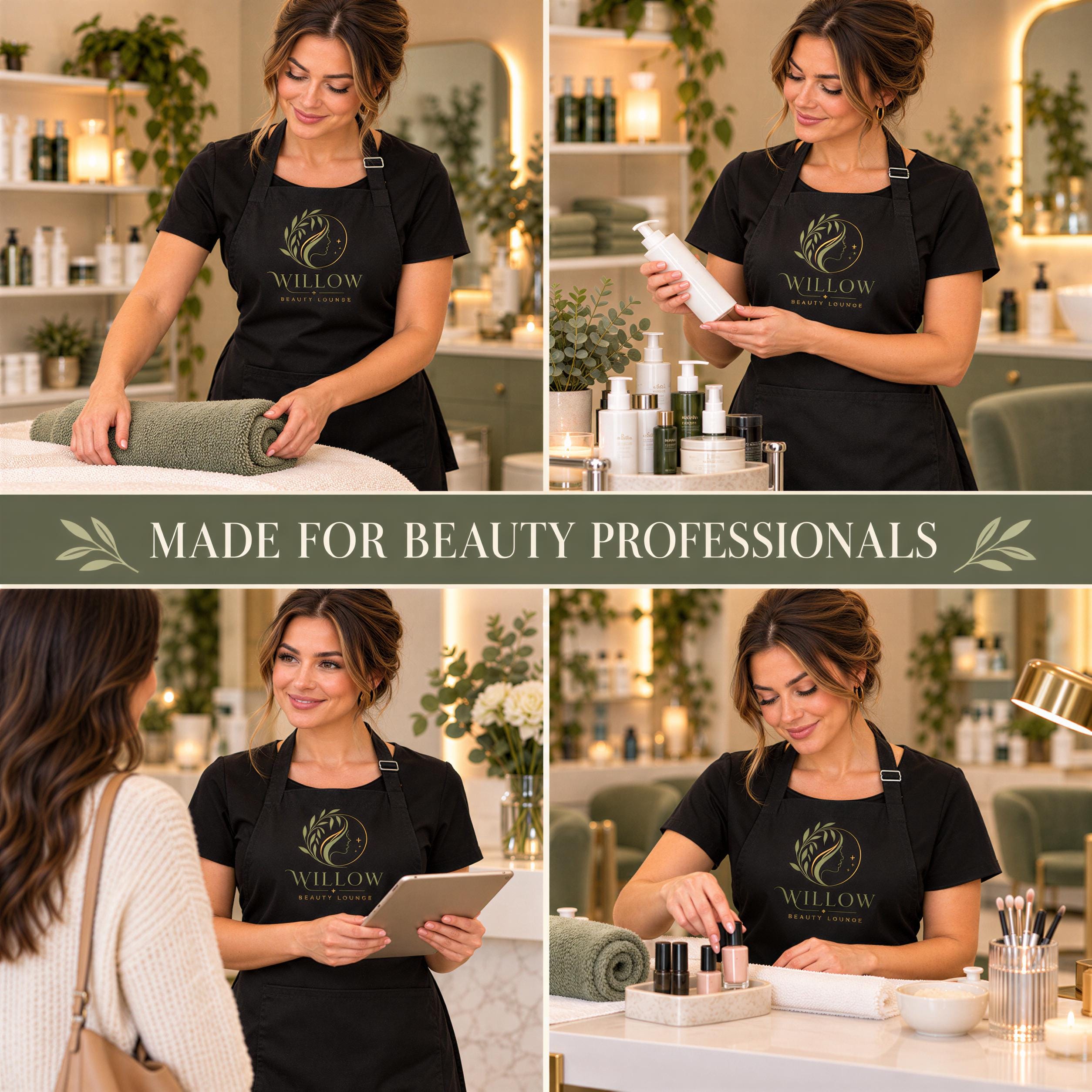 Personalised Beautician Apron with Business Logo Personalised Beautician Apron with Business Logo