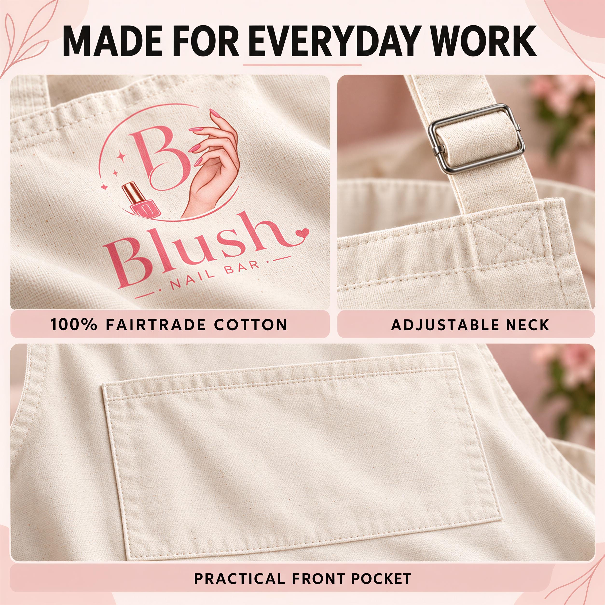 Personalised Nail Tech Apron with Business Logo Personalised Nail Tech Apron with Business Logo