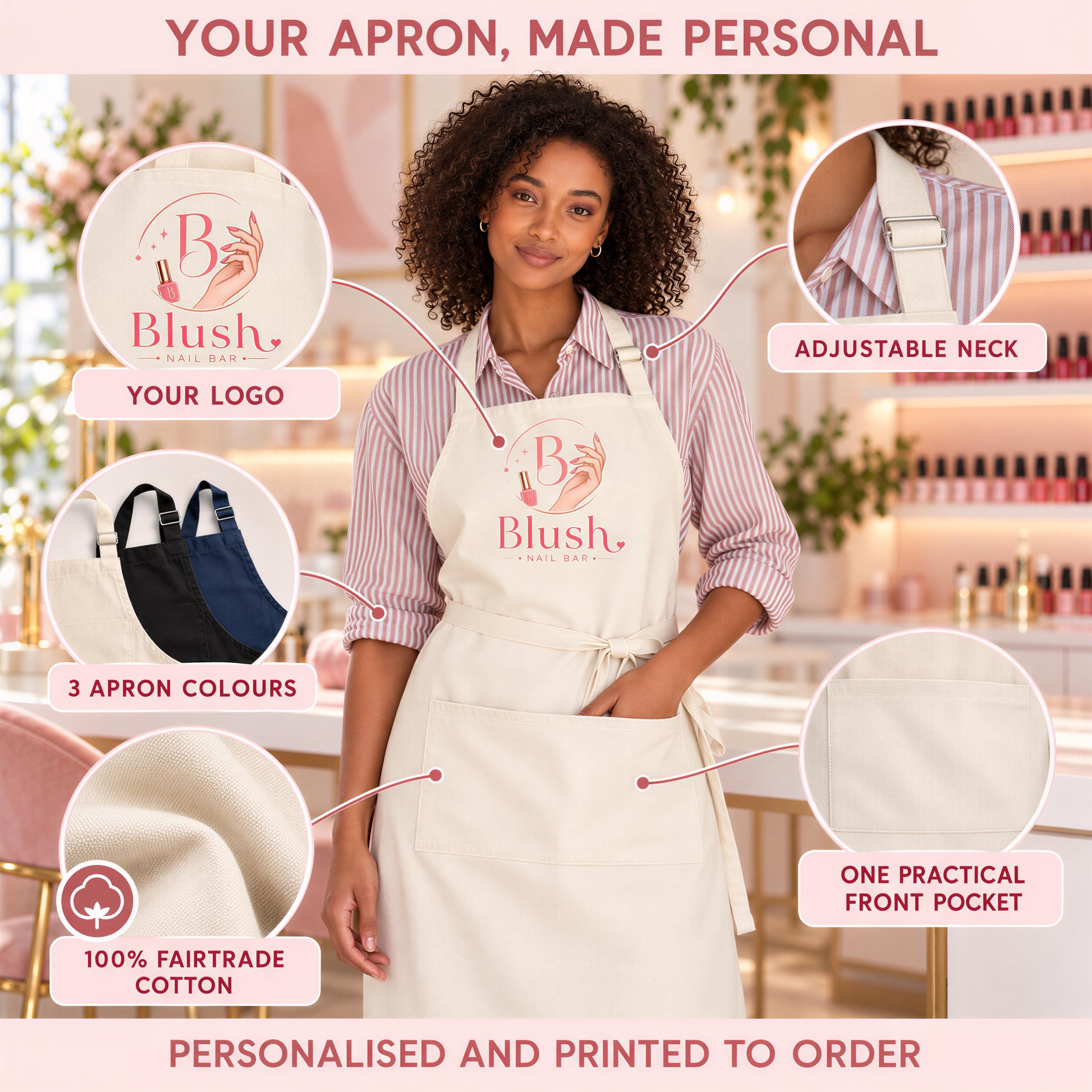Personalised Nail Tech Apron with Business Logo Personalised Nail Tech Apron with Business Logo